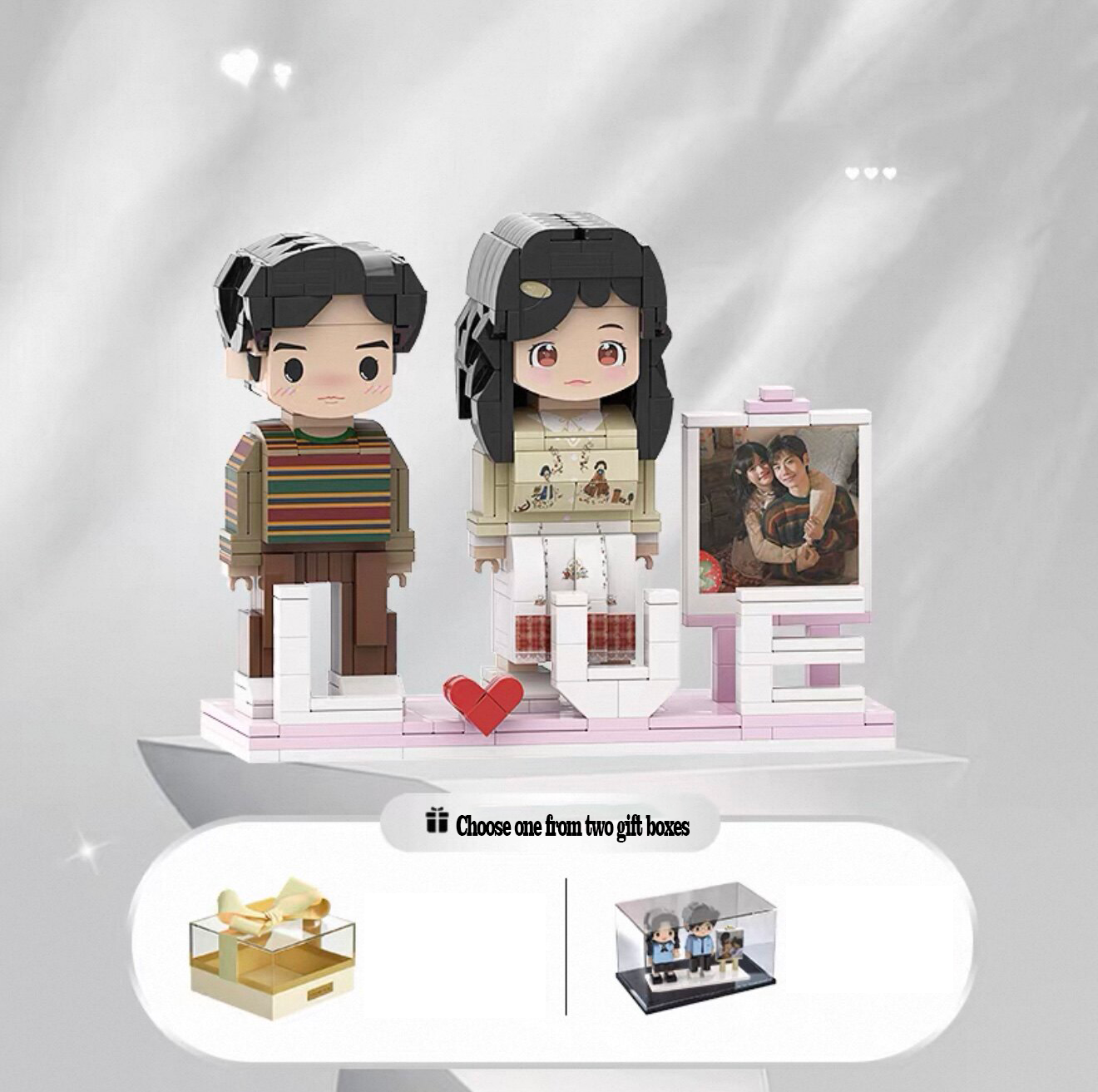 Custom Photo Brick Minifigure, Personalized 3D Building Block Figure With Birthday Photo Frame & Cake Ornament, Customized Portrait Brick Doll Unique Birthday Anniversary Gift For Her Him Kids