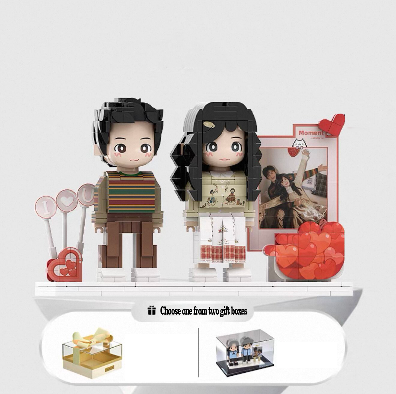 Custom Photo Brick Minifigure, Personalized 3D Building Block Figure With Birthday Photo Frame & Cake Ornament, Customized Portrait Brick Doll Unique Birthday Anniversary Gift For Her Him Kids