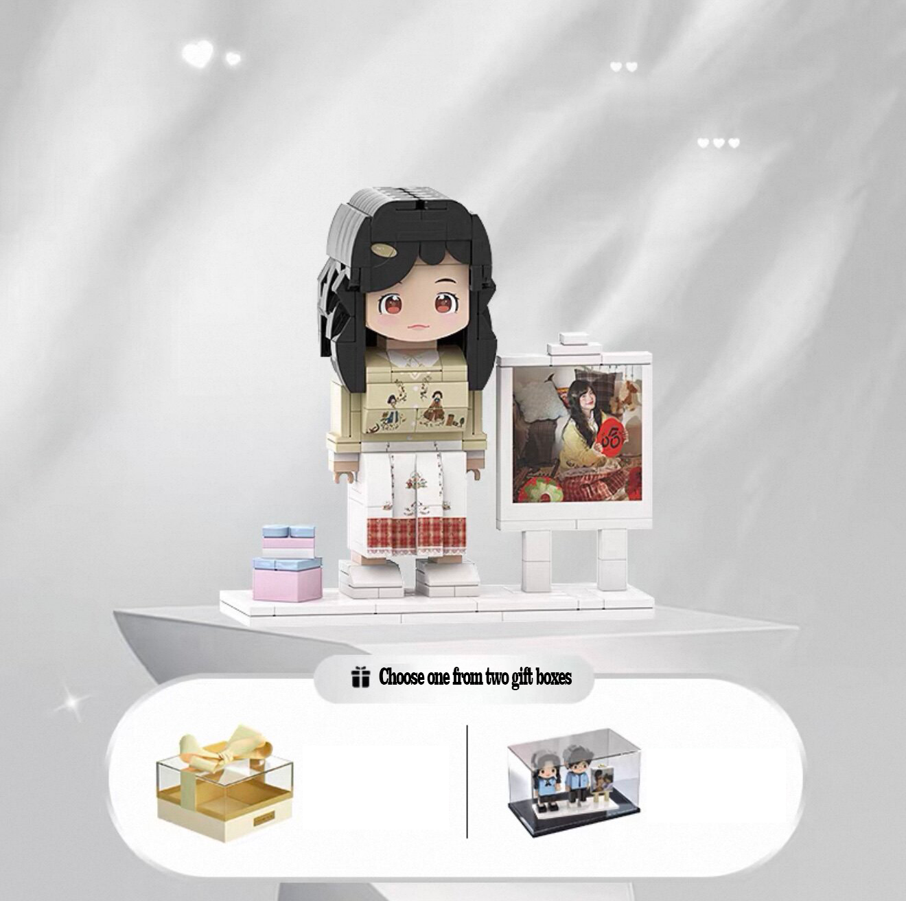 Custom Photo Brick Minifigure, Personalized 3D Building Block Figure With Birthday Photo Frame & Cake Ornament, Customized Portrait Brick Doll Unique Birthday Anniversary Gift For Her Him Kids