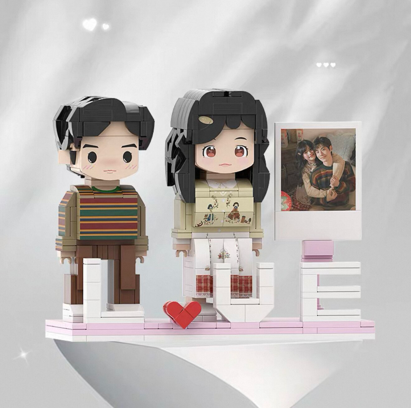 Custom Photo Brick Minifigure, Personalized 3D Building Block Figure With Birthday Photo Frame & Cake Ornament, Customized Portrait Brick Doll Unique Birthday Anniversary Gift For Her Him Kids