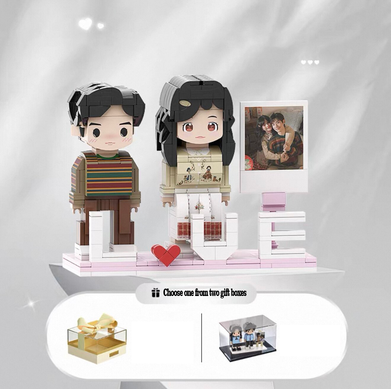 Custom Photo Brick Minifigure, Personalized 3D Building Block Figure With Birthday Photo Frame & Cake Ornament, Customized Portrait Brick Doll Unique Birthday Anniversary Gift For Her Him Kids