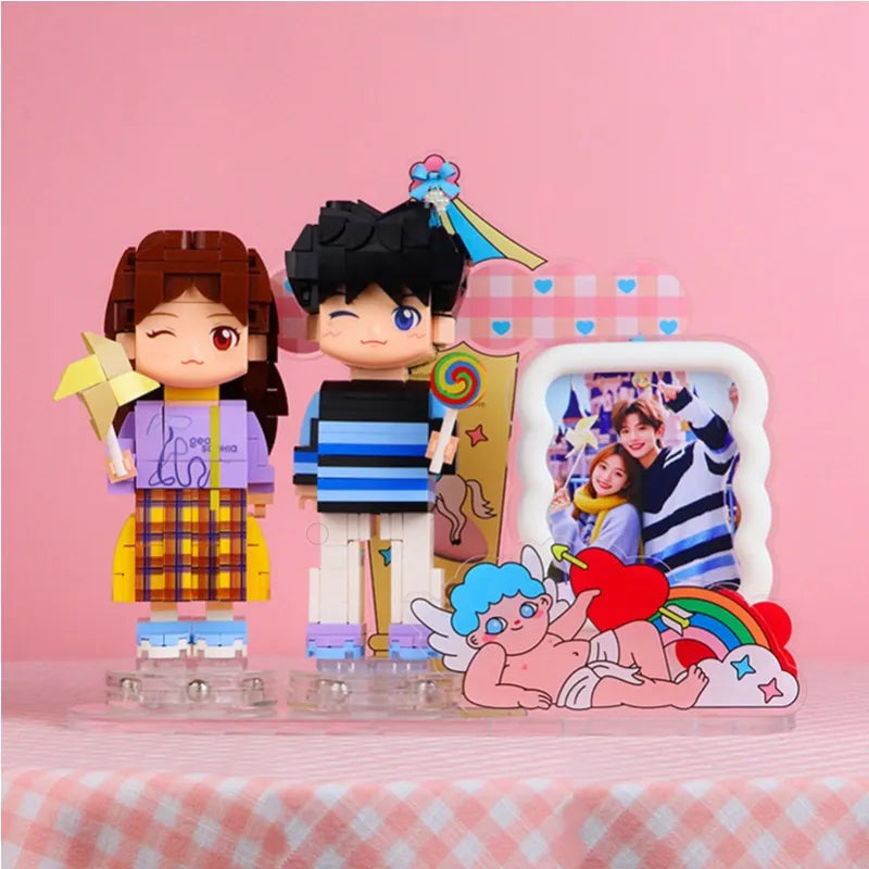 The Duo Project: Custom Couple Photo Brick Figures, Personalized Small Block DIY Building Toys