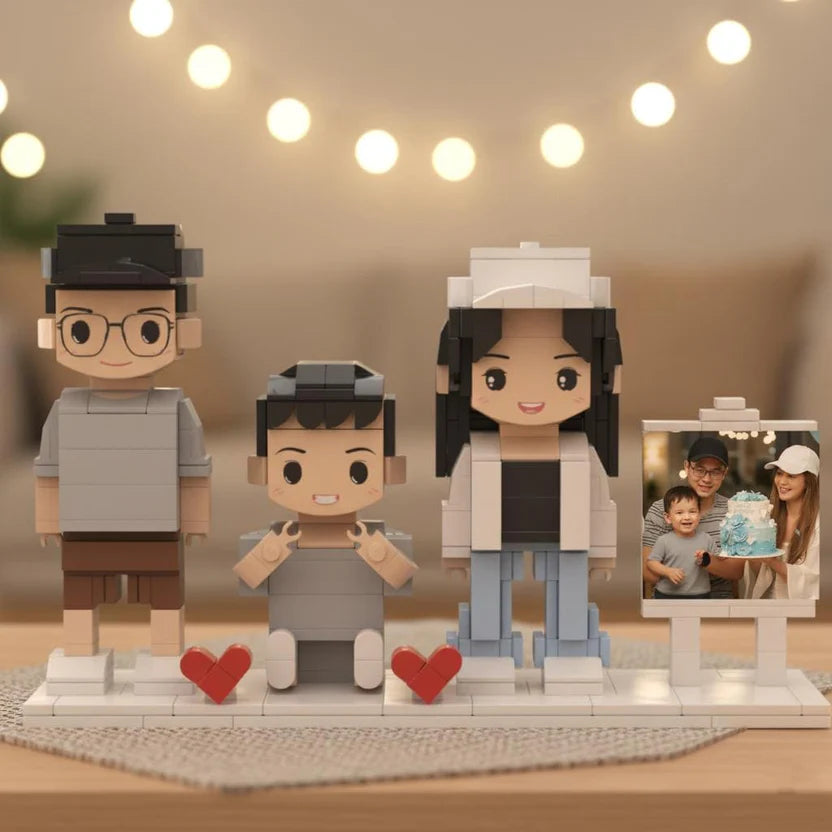 Family Memories Custom Brick Set: Custom Family Photo Building Block Figures — Personalized, Small-Particle DIY Construction Toys