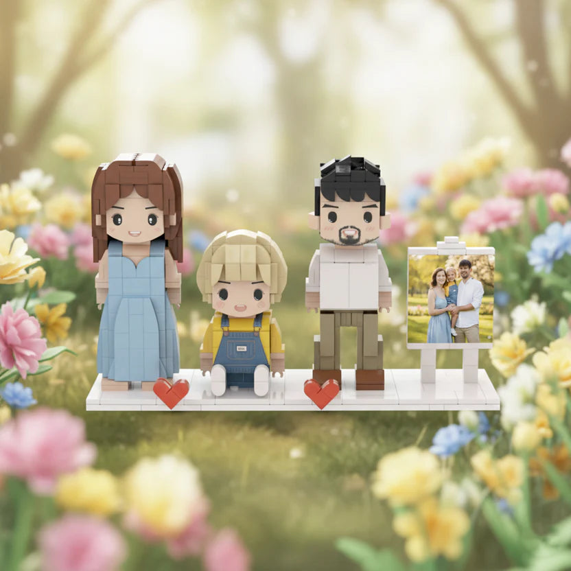 Family Memories Custom Brick Set: Custom Family Photo Building Block Figures — Personalized, Small-Particle DIY Construction Toys