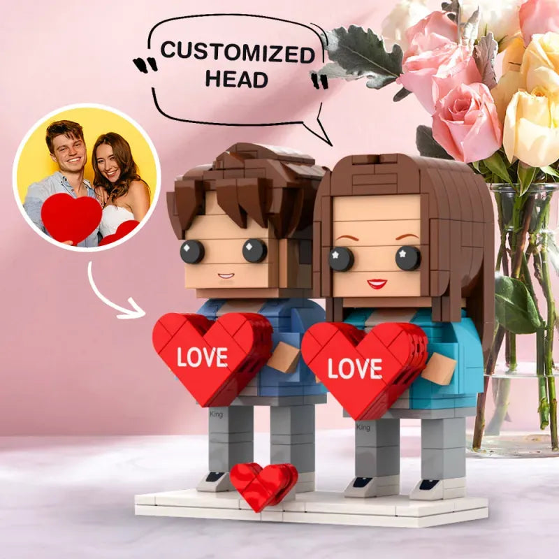 The Duo Project: Custom Couple Photo Brick Figures, Personalized Small Block DIY Building Toys