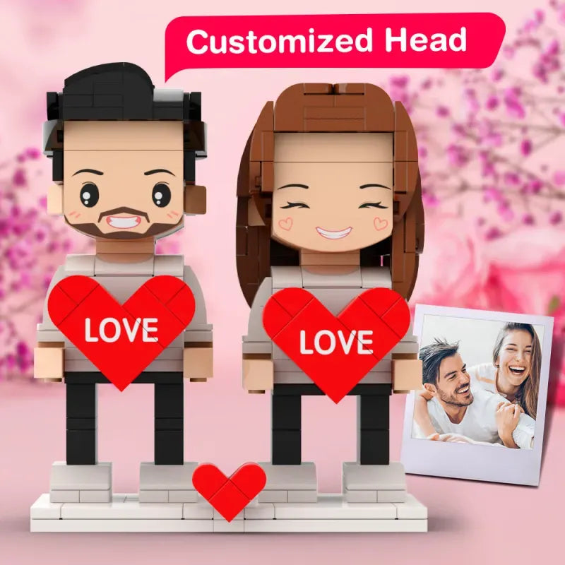 The Duo Project: Custom Couple Photo Brick Figures, Personalized Small Block DIY Building Toys