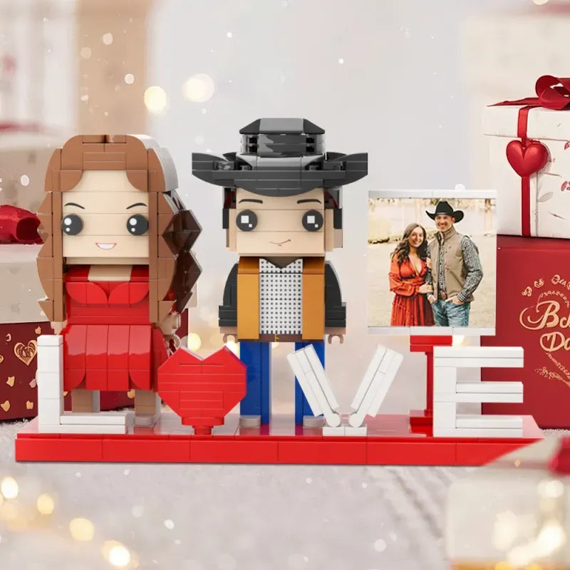The Duo Project: Custom Couple Photo Brick Figures, Personalized Small Block DIY Building Toys