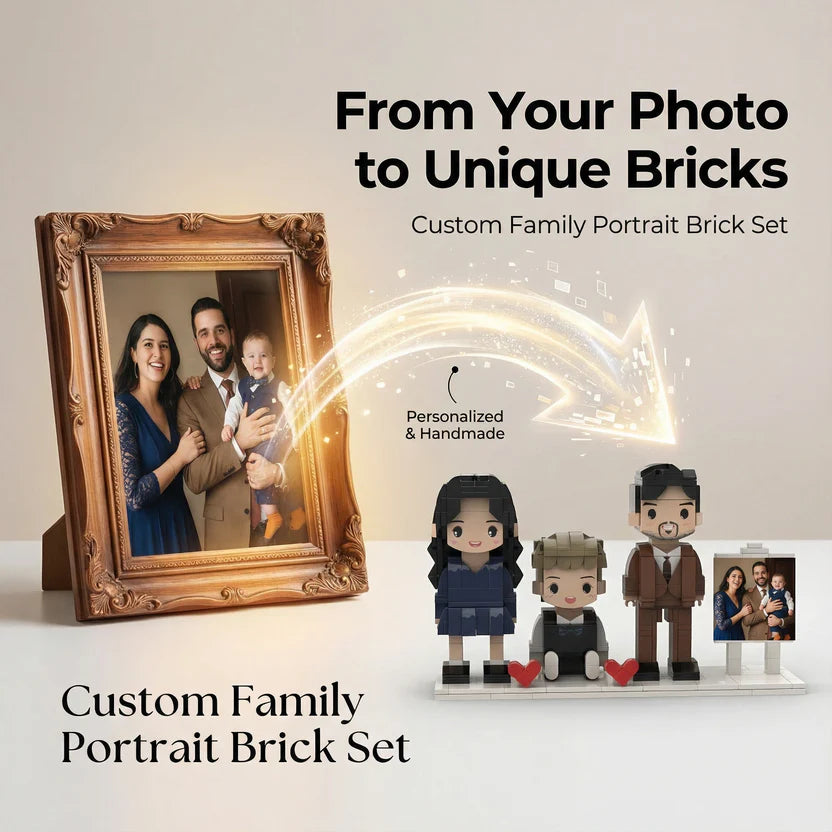 Family Memories Custom Brick Set: Custom Family Photo Building Block Figures — Personalized, Small-Particle DIY Construction Toys